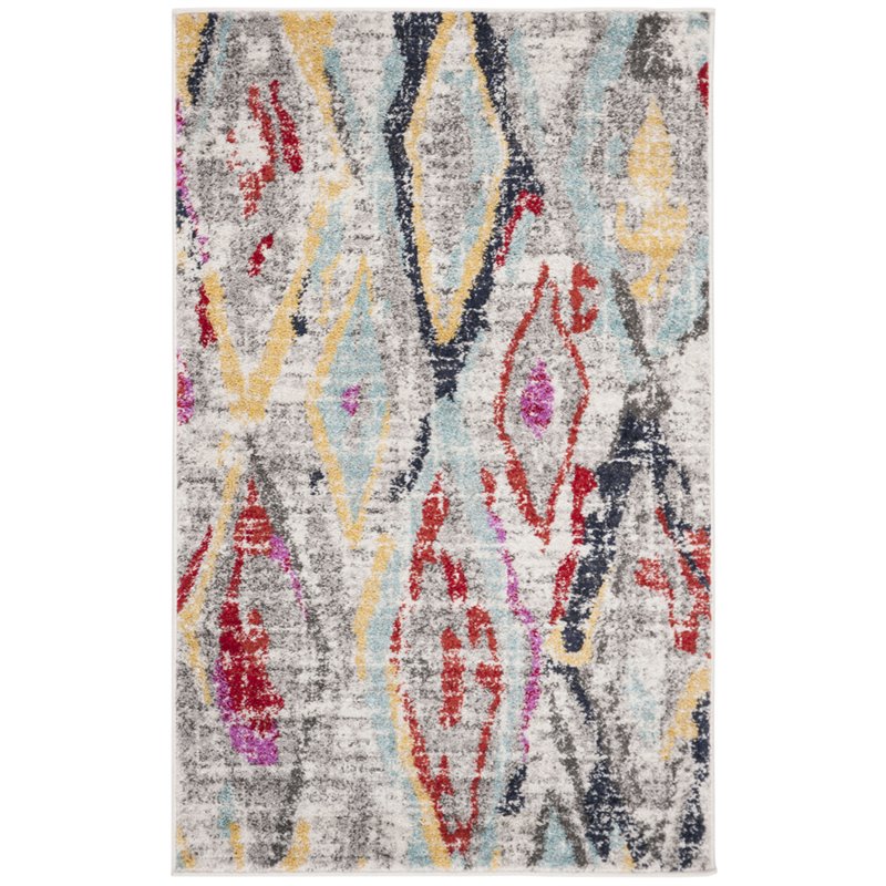 Safavieh Adirondack 4' x 6' Rug in Light Gray and Red