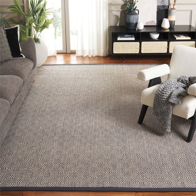 Safavieh Natural Fiber 9' x 12' Rug in Natural and Dark Gray