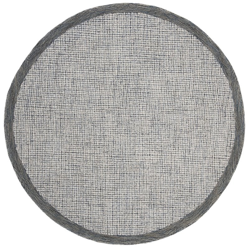 Safavieh Abstract 6' Round Hand Tufted Wool Rug in Navy and Ivory