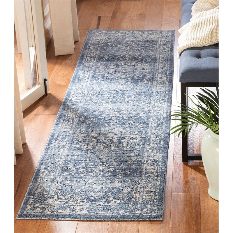 Safavieh Charleston 2' x 8' Runner Rug in Navy and Cream