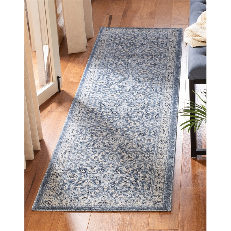 Safavieh Charleston 2' x 8' Runner Rug in Navy and Cream