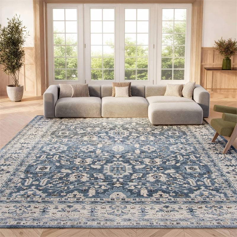 Safavieh Charleston 8' x 10' Rug in Navy and Cream