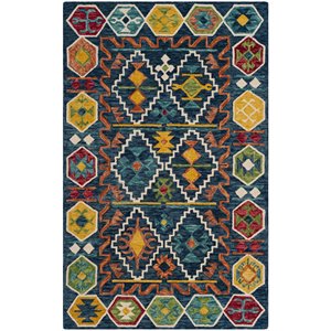 Safavieh Aspen 6' x 9' Hand Tufted Wool Rug in Navy and Gold