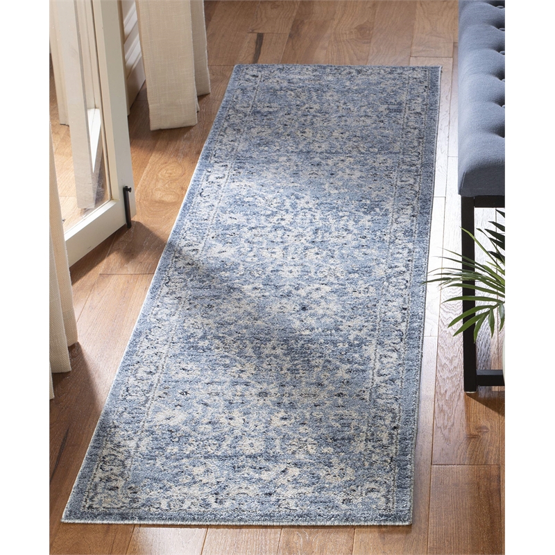 Safavieh Charleston 2' x 8' Runner Rug in Navy and Light Gray