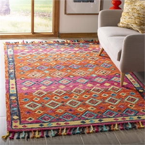 Safavieh Aspen 6' x 9' Hand Tufted Wool Rug in Orange and Fuchsia