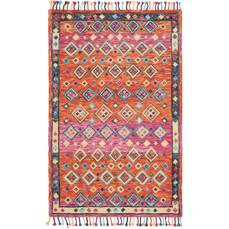 Safavieh Aspen 6' x 9' Hand Tufted Wool Rug in Orange and Fuchsia