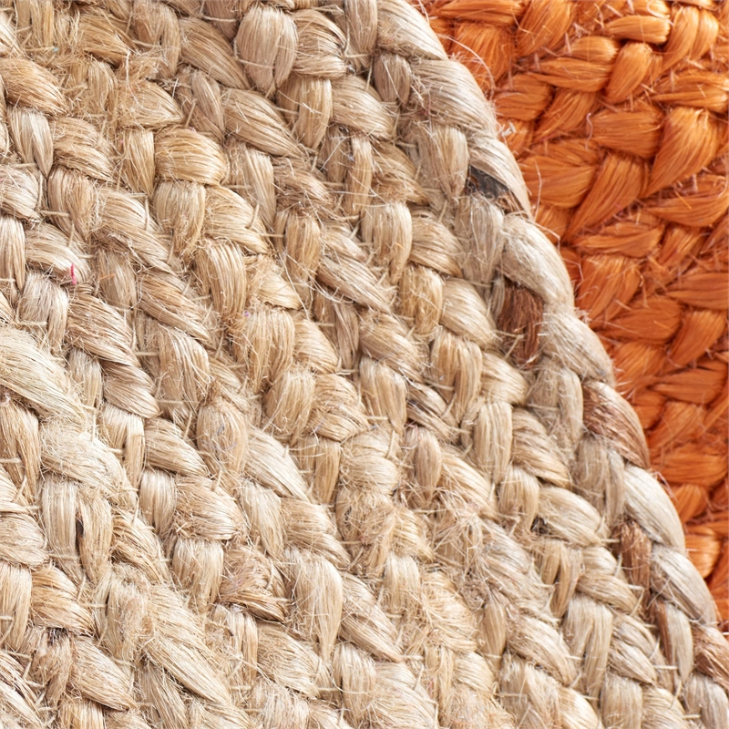Safavieh Natural Fiber 7' Round Hand Woven Jute Rug in Orange