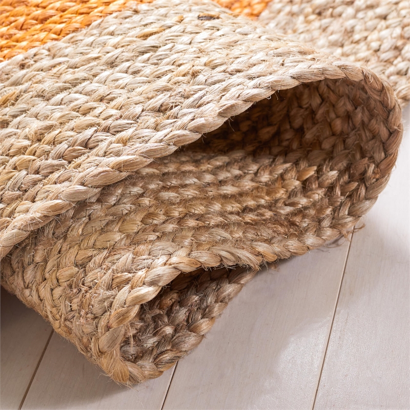 Safavieh Natural Fiber 7' Round Hand Woven Jute Rug in Orange