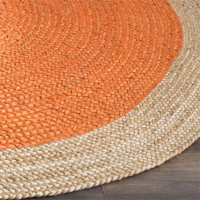 Safavieh Natural Fiber 9' Round Hand Woven Jute Rug in Orange