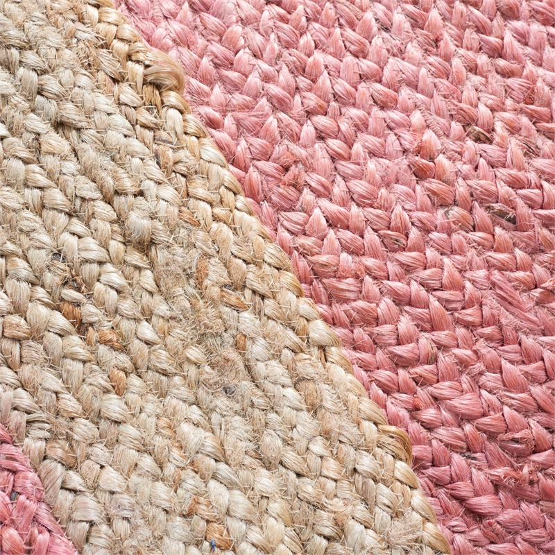 Safavieh Natural Fiber 7' Round Hand Woven Jute Rug in Pink