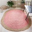 Safavieh Natural Fiber 7' Round Hand Woven Jute Rug in Pink