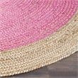 Safavieh Natural Fiber 7' Round Hand Woven Jute Rug in Pink