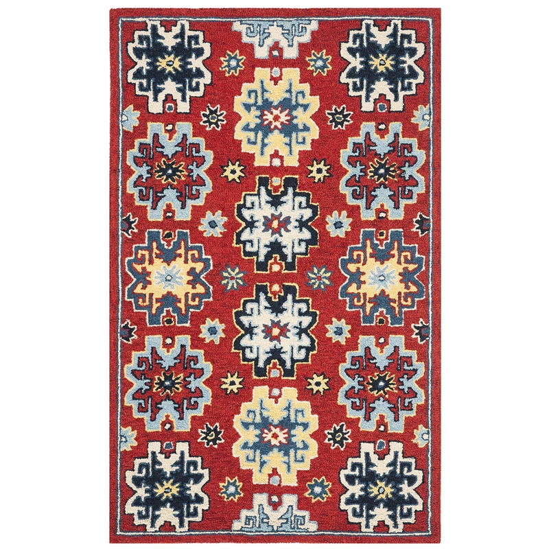 Safavieh Heritage 3' x 5' Hand Tufted Wool Rug in Red and Blue