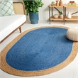 Safavieh Natural Fiber 10' Round Hand Woven Jute Rug in Royal Blue