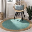 Safavieh Natural Fiber 9' Round Hand Woven Jute Rug in Teal