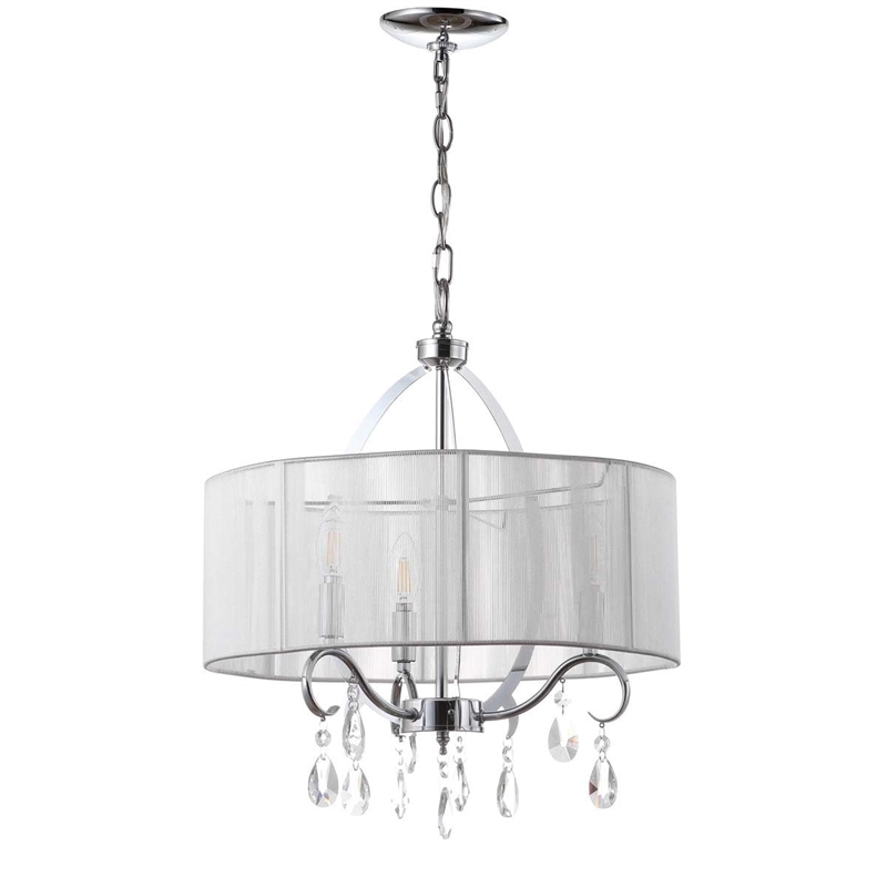 Safavieh New Vienna 3 Light Chandelier in White and Chrome