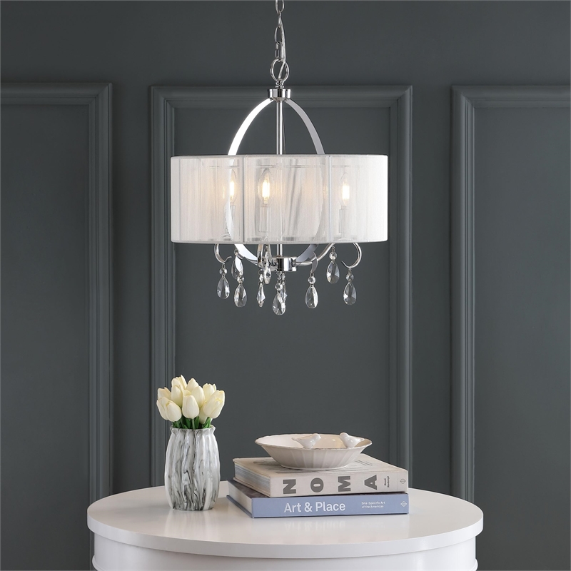 Safavieh New Vienna 3 Light Chandelier in White and Chrome