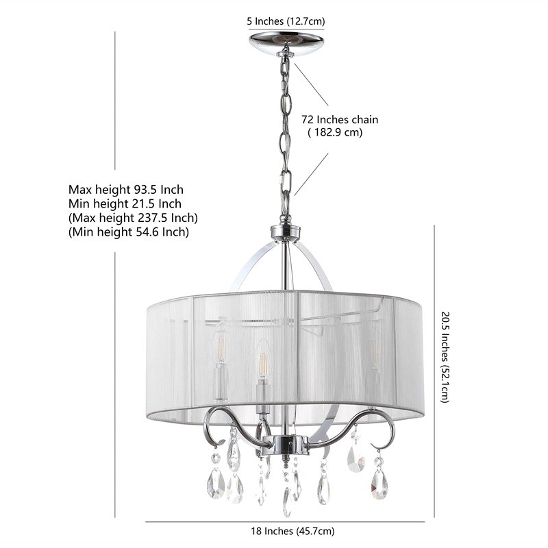Safavieh New Vienna 3 Light Chandelier in White and Chrome