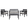 Safavieh Carson 4 Piece Patio Sofa Set in Black and White