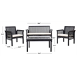 Safavieh Carson 4 Piece Patio Sofa Set in Black and White