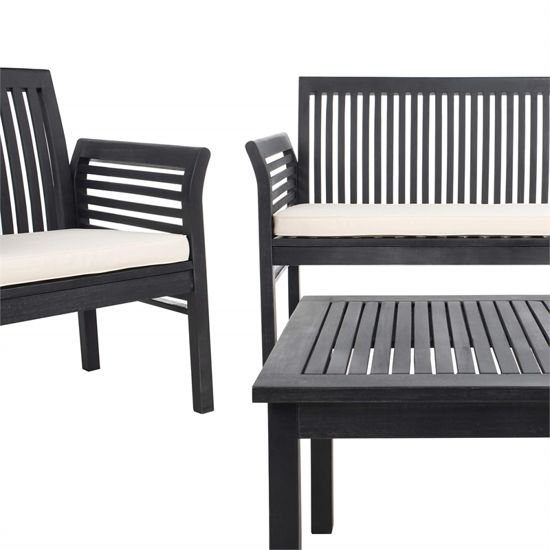 Safavieh Carson 4 Piece Patio Sofa Set in Black and White