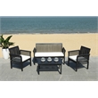 Safavieh Carson 4 Piece Patio Sofa Set in Black and White