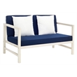 Safavieh Montez 4 Piece Patio Sofa Set in White and Navy