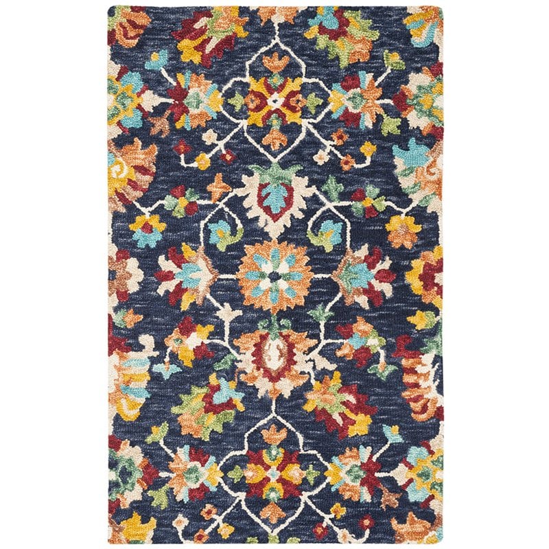Safavieh Aspen 2' x 3' Hand Tufted Wool Rug in Navy and Red