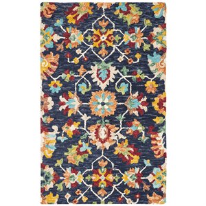 Safavieh Aspen 2' x 3' Hand Tufted Wool Rug in Navy and Red