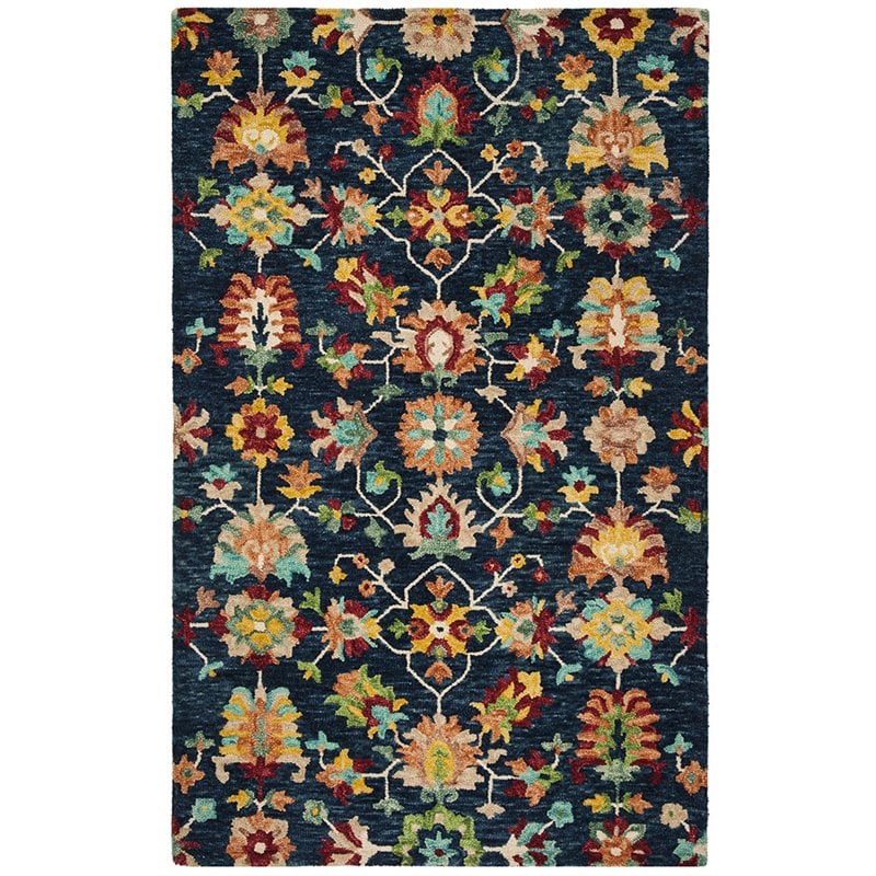 Safavieh Aspen 5' x 8' Hand Tufted Wool Rug in Navy and Red