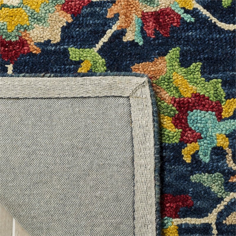 Safavieh Aspen 7' Square Hand Tufted Wool Rug in Navy and Red