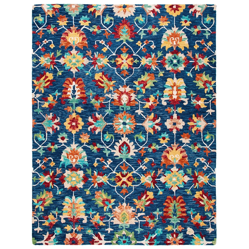 Safavieh Aspen 8' x 10' Hand Tufted Wool Rug in Navy and Red