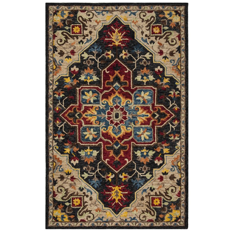 Safavieh Aspen 2' x 3' Hand Tufted Wool Rug in Charcoal and Cream