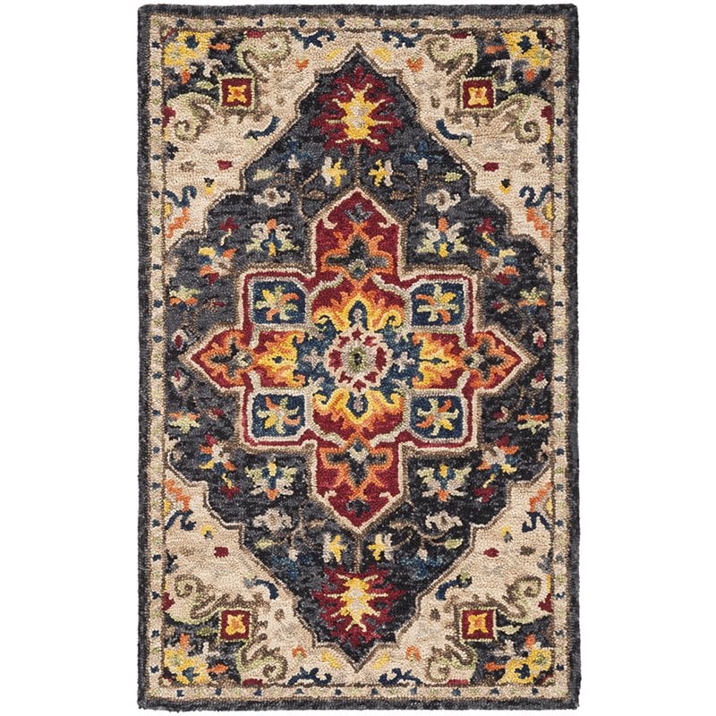 Safavieh Aspen 3' x 5' Hand Tufted Wool Rug in Charcoal and Cream
