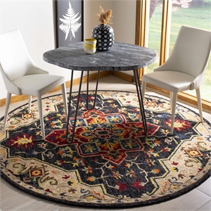 Safavieh Aspen 7' Round Hand Tufted Wool Rug in Charcoal and Cream