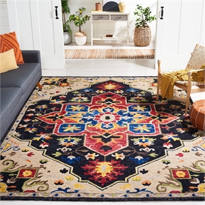 Safavieh Aspen 7' Square Hand Tufted Wool Rug in Charcoal and Cream