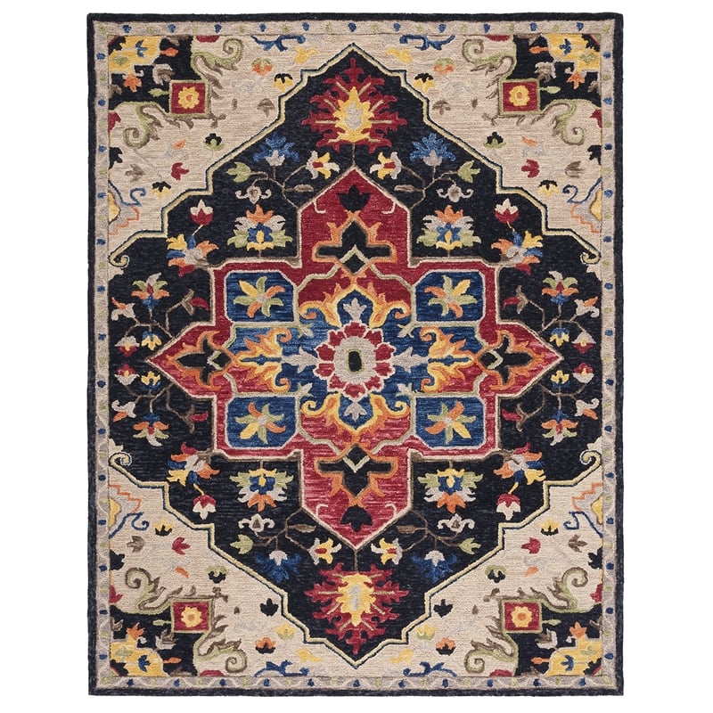 Safavieh Aspen 8' x 10' Hand Tufted Wool Rug in Charcoal and Cream