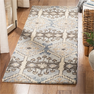 Safavieh Aspen 2'3&quot x 7' Hand Tufted Wool Runner Rug in Blue and Gray