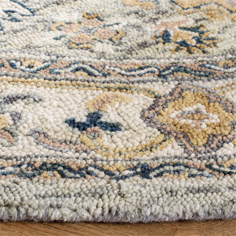 Safavieh Aspen 7' Round Hand Tufted Wool Rug in Moss and Ivory