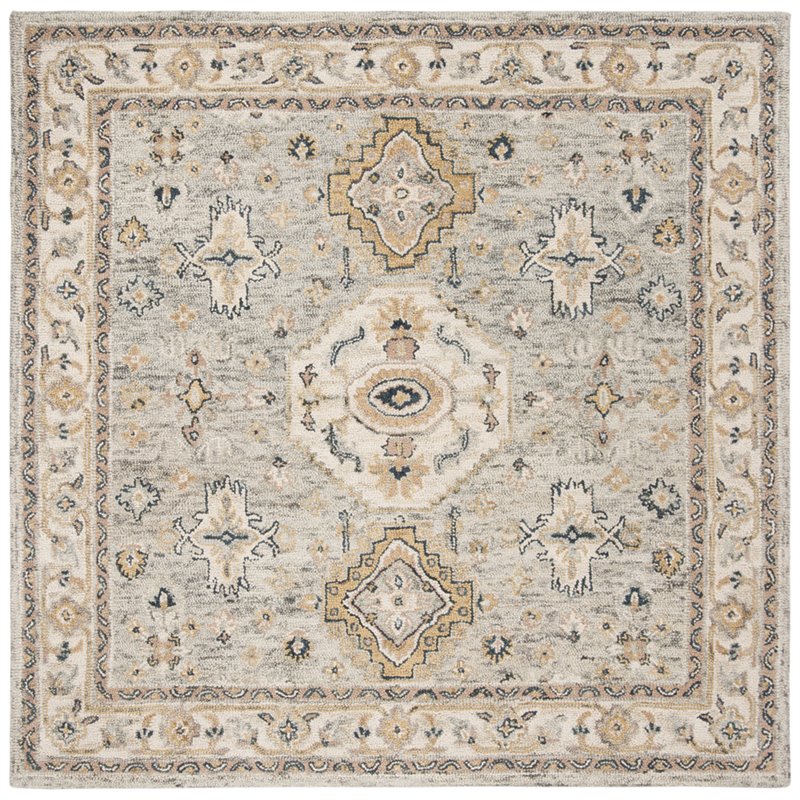 Safavieh Aspen 7' Square Hand Tufted Wool Rug in Moss and Ivory