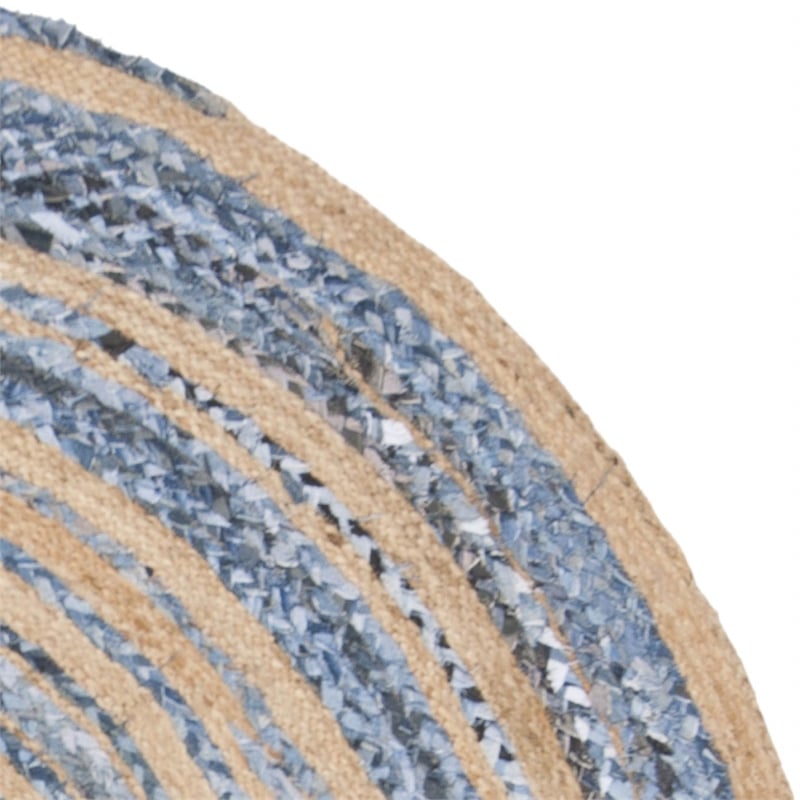 Safavieh Cape Cod 5' Round Hand Woven Jute Rug in Blue and Natural