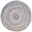 Safavieh Cape Cod 5' Round Hand Woven Jute Rug in Blue and Natural