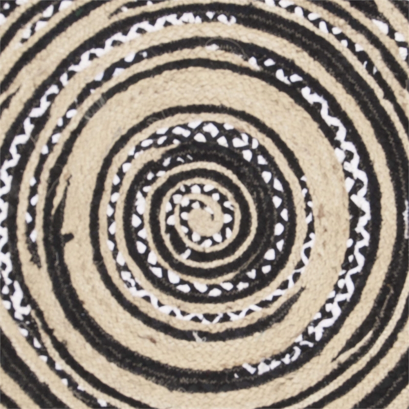 Safavieh Cape Cod 5' Round Hand Woven Jute Rug in Black and Ivory