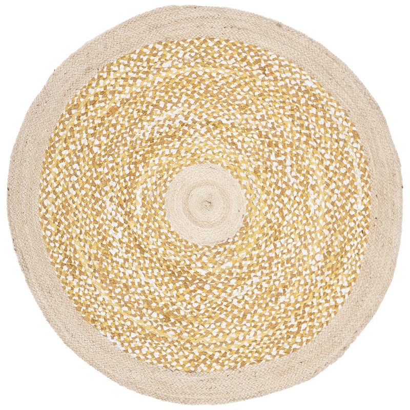 Safavieh Cape Cod 4' Round Hand Woven Jute Rug in Gold and Natural