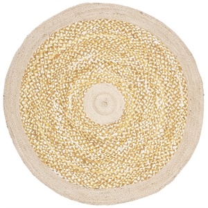 Safavieh Cape Cod 4' Round Hand Woven Jute Rug in Gold and Natural