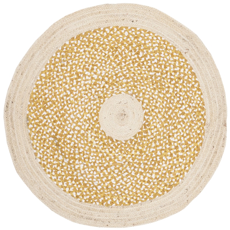 Safavieh Cape Cod 5' Round Hand Woven Jute Rug in Gold and Natural