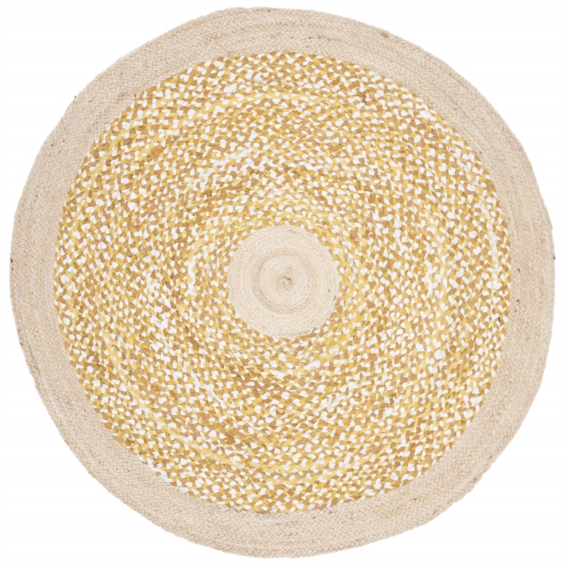 Safavieh Cape Cod 6' Round Hand Woven Jute Rug in Gold and Natural