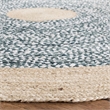 Safavieh Cape Cod 4' Round Hand Woven Jute Rug in Blue and Natural