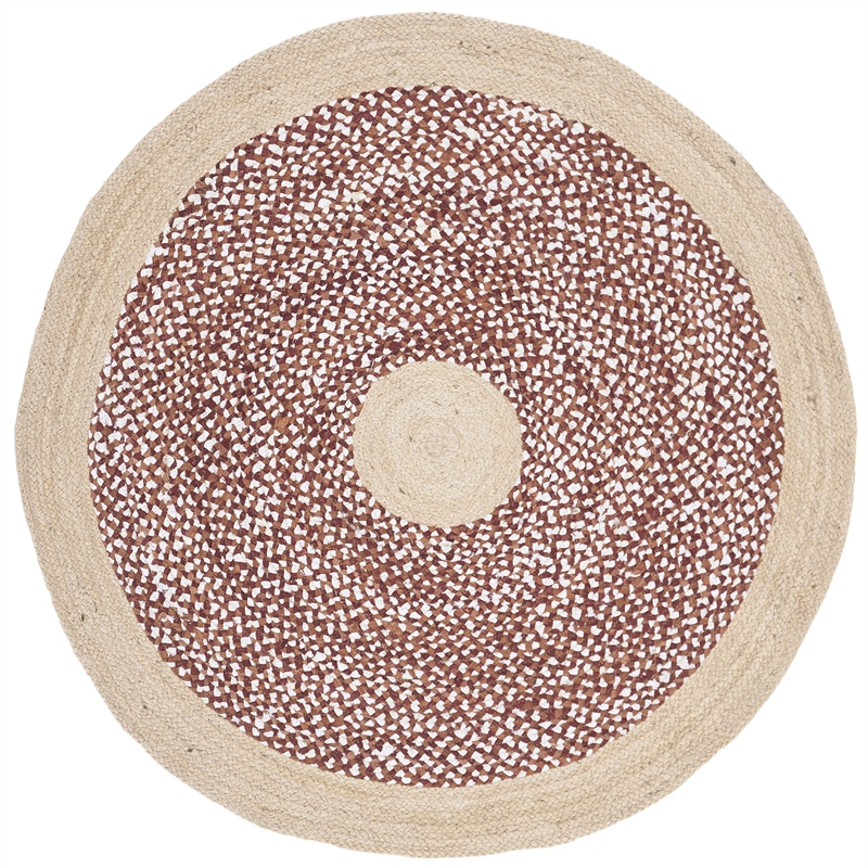 Safavieh Cape Cod 4' Round Hand Woven Jute Rug in Rust and Natural