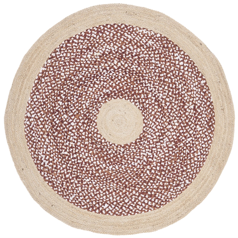 Safavieh Cape Cod 4' Round Hand Woven Jute Rug in Rust and Natural